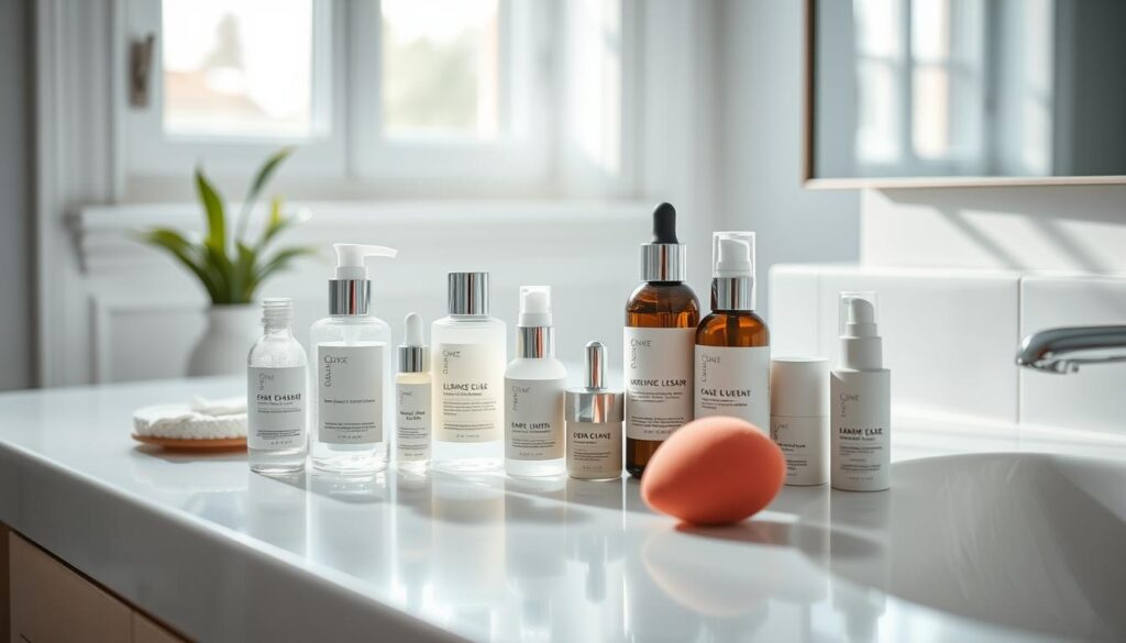 Skincare routine for makeup preparation